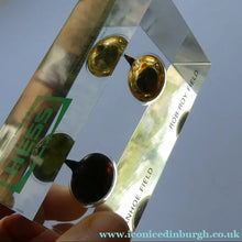 Load image into Gallery viewer, 1970s Scottish Rob Roy and Ivanhoe Oil Fields Paperweight Scottish Oil Hess
