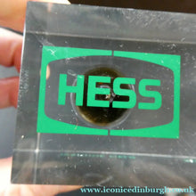 Load image into Gallery viewer, 1970s Scottish Rob Roy and Ivanhoe Oil Fields Paperweight Scottish Oil Hess
