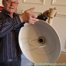 Load image into Gallery viewer, 1970s Italian Hanging Flying Saucer Shape. Rise and Fall Pendant Light Rolly Brevettato. - Vintage Lampshade
