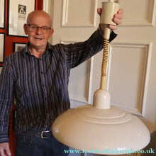Load image into Gallery viewer, 1970s Italian Hanging Flying Saucer Shape. Rise and Fall Pendant Light Rolly Brevettato. - Vintage Lampshade
