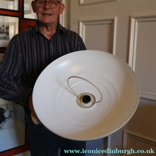 Load image into Gallery viewer, 1970s Italian Hanging Flying Saucer Shape. Rise and Fall Pendant Light Rolly Brevettato. - Vintage Lampshade
