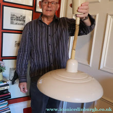 Load image into Gallery viewer, 1970s Italian Hanging Flying Saucer Shape. Rise and Fall Pendant Light Rolly Brevettato. - Vintage Lampshade
