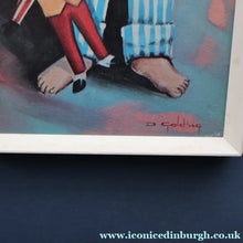 Load image into Gallery viewer, Vintage 1970's Kitsch "Big Eyes" Print By D Golding. Boy Dressed in Blue and White Pyjamas
