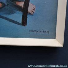 Load image into Gallery viewer, Vintage 1970's Kitsch Big Eyes Print By D Golding. Boy with Fishing Rod
