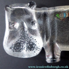 Load image into Gallery viewer, 1970s KOSTA BODA Glass Hippopotamus. Larger Size; Designed by Bertil Vallien. 8 1/2 inches wide
