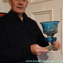 Load image into Gallery viewer, 1970s Large Mdina Glass Goblet. Trailed Glass Decoration on the Stem - European Glass
