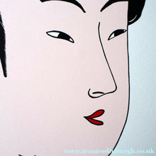 Load image into Gallery viewer, Vintage 1970s LARGE Original Screenprint of a Japanese Lady: Lass of Innocence; Signed by the artist. Quirky POP ART Style

