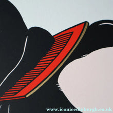 Load image into Gallery viewer, Vintage 1970s LARGE Original Screenprint of a Japanese Lady: Lass of Innocence; Signed by the artist. Quirky POP ART Style
