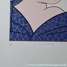 Load image into Gallery viewer, Vintage 1970s LARGE Original Screenprint of a Japanese Lady: Lass of Innocence; Signed by the artist. Quirky POP ART Style
