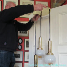 Load image into Gallery viewer, Vintage 1970s MAZZEGA Murano Glass Hanging Pendant Light Fitting with Three Shades.

