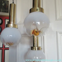 Load image into Gallery viewer, Vintage 1970s MAZZEGA Murano Glass Hanging Pendant Light Fitting with Three Shades.

