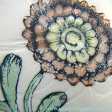 Load image into Gallery viewer, Vintage Italian Mazzega MURANO Paperweight with Applied Chrysanthemumm Design &amp; Millefiori Border
