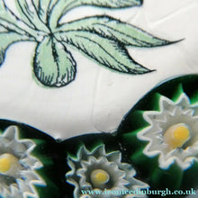 Load image into Gallery viewer, Vintage Italian Mazzega MURANO Paperweight with Applied Chrysanthemumm Design &amp; Millefiori Border
