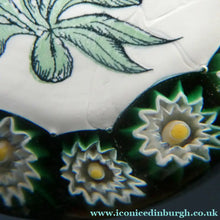Load image into Gallery viewer, Vintage Italian Mazzega MURANO Paperweight with Applied Chrysanthemumm Design &amp; Millefiori Border
