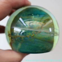 Load image into Gallery viewer, 1970s Mdina Glass Paperweight. Vintage Sea and Sand / Blue Summer Colours
