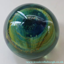 Load image into Gallery viewer, 1970s Mdina Glass Paperweight. Vintage Sea and Sand / Blue Summer Colours
