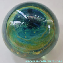 Load image into Gallery viewer, 1970s Mdina Glass Paperweight. Vintage Sea and Sand / Blue Summer Colours
