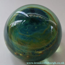 Load image into Gallery viewer, 1970s Mdina Glass Paperweight. Vintage Sea and Sand / Blue Summer Colours
