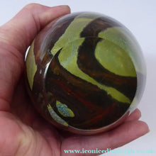 Load image into Gallery viewer, 1970s Mdina Glass Vase with Earthtone Swirls. Ovoid Shape; 6 inches in height
