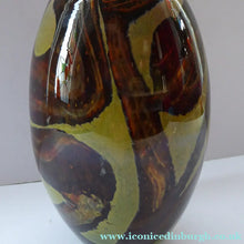 Load image into Gallery viewer, 1970s Mdina Glass Vase with Earthtone Swirls. Ovoid Shape; 6 inches in height
