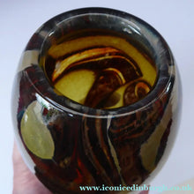 Load image into Gallery viewer, 1970s Mdina Glass Vase with Earthtone Swirls. Ovoid Shape; 6 inches in height
