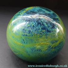 Load image into Gallery viewer, 1970s Mdina Magnum Glass Paperweight. Vintage Sea and Sand / Blue Summer Colours - European Glass
