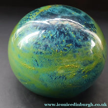 Load image into Gallery viewer, 1970s Mdina Magnum Glass Paperweight. Vintage Sea and Sand / Blue Summer Colours - European Glass
