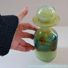 Load image into Gallery viewer, Vintage MDINA Maltese Glass Sand &amp; Sea Slim Bottle Vase with Large Ball Glass Stopper. Signed 
