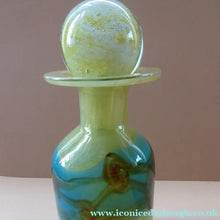 Load image into Gallery viewer, Vintage MDINA Maltese Glass Sand &amp; Sea Slim Bottle Vase with Large Ball Glass Stopper. Signed 
