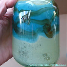 Load image into Gallery viewer, Vintage MDINA Maltese Glass Sand &amp; Sea Slim Bottle Vase with Large Ball Glass Stopper. Signed 
