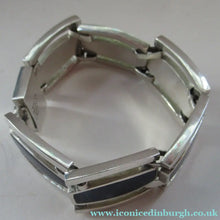 Load image into Gallery viewer, 1970s 950 Mexican Taxco Silver Link Bracelet with Onyx Panels 
