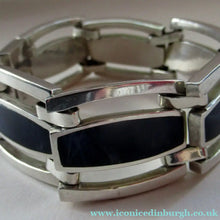 Load image into Gallery viewer, 1970s 950 Mexican Taxco Silver Link Bracelet with Onyx Panels 
