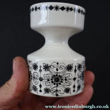 Load image into Gallery viewer, 1970s Norwegian Figgjo Flint Ceramic Candleholder with Stylish Black and White Pattern - European Ceramics
