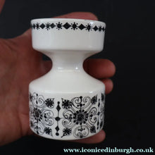 Load image into Gallery viewer, 1970s Norwegian Figgjo Flint Ceramic Candleholder with Stylish Black and White Pattern - European Ceramics

