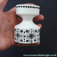 Load image into Gallery viewer, 1970s Norwegian Figgjo Flint Ceramic Candleholder with Stylish Black and White Pattern - European Ceramics

