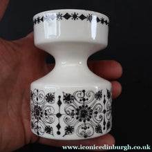Load image into Gallery viewer, 1970s Norwegian Figgjo Flint Ceramic Candleholder with Stylish Black and White Pattern - European Ceramics
