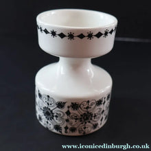 Load image into Gallery viewer, 1970s Norwegian Figgjo Flint Ceramic Candleholder with Stylish Black and White Pattern - European Ceramics
