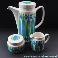 Load image into Gallery viewer, Rare NORWEGIAN 1970s FIGGJO FLINT Coffee Set with fabulous abstract Granada design
