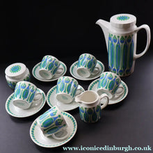 Load image into Gallery viewer, Rare NORWEGIAN 1970s FIGGJO FLINT Coffee Set with fabulous abstract Granada design
