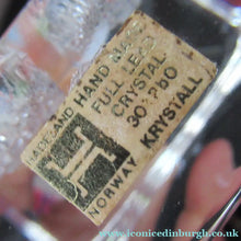Load image into Gallery viewer, PAIR of Vintage 1970s NORWEGIAN Hadeland Clear Crystal Glass Paperweights: Abstract Viking Ship &amp; Runic Patterns
