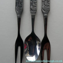 Load image into Gallery viewer, NORWEGIAN (Konge Tinn) Viking Pewter Heilag Olav Spoon and Two Pickle Forks
