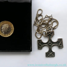 Load image into Gallery viewer, OLA GORIE. Hallmarked Scottish Silver Vintage 1970s Burrian Cross Pendant
