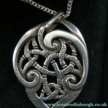 Load image into Gallery viewer, Scottish Silver Small Book of Kells Design Pendant or Necklace Designed by Ola Gorie
