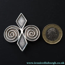Load image into Gallery viewer, OLA GORIE. Hallmarked Scottish Silver Vintage SKARA BRAE Brooch 1970s

