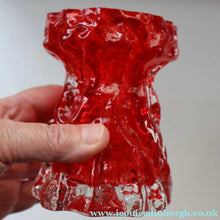 Load image into Gallery viewer, Pair of 1970s GERMAN Ingrid Glashutte Abstract Glass Vases. Red and Green
