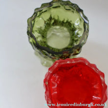 Load image into Gallery viewer, Pair of 1970s GERMAN Ingrid Glashutte Abstract Glass Vases. Red and Green
