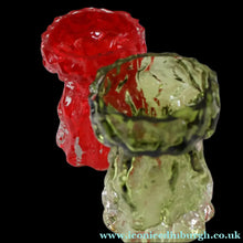 Load image into Gallery viewer, Pair of 1970s GERMAN Ingrid Glashutte Abstract Glass Vases. Red and Green
