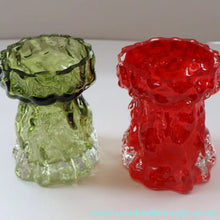 Load image into Gallery viewer, Pair of 1970s GERMAN Ingrid Glashutte Abstract Glass Vases. Red and Green

