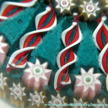 Load image into Gallery viewer, LARGE Vintage Scottish PERTHSHIRE Paperweight. Aqua Green Ground, 15 Spokes &amp; Millefiori Canes. P Cane in Center
