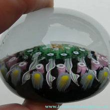 Load image into Gallery viewer, Scottish PERTHSHIRE Paperweight. Black Ground. 12 Half Spokes &amp; Millefiori Canes
